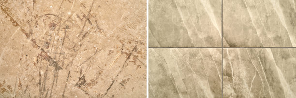 铺瓷砖前后地板损坏图片下载