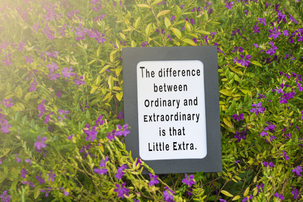 励志名言写在记事本上，以鲜花和绿叶为背景图片下载