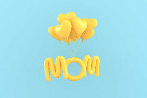 母亲节贺卡，特殊日子庆祝活动的3D渲染。图片下载