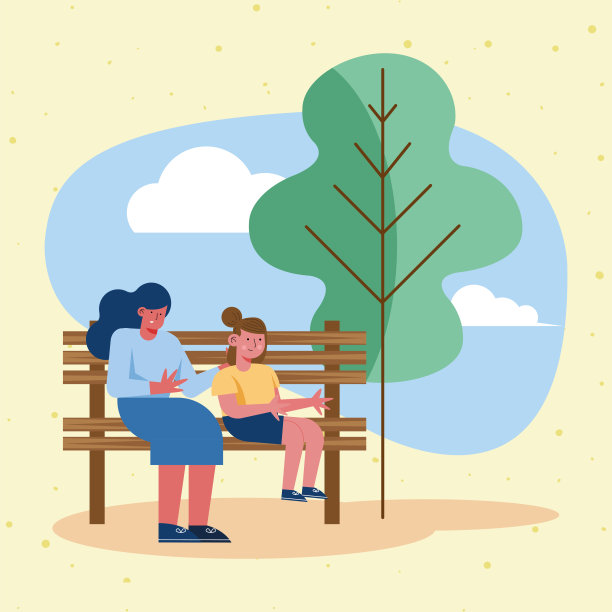 妈妈和女儿在公园图片下载