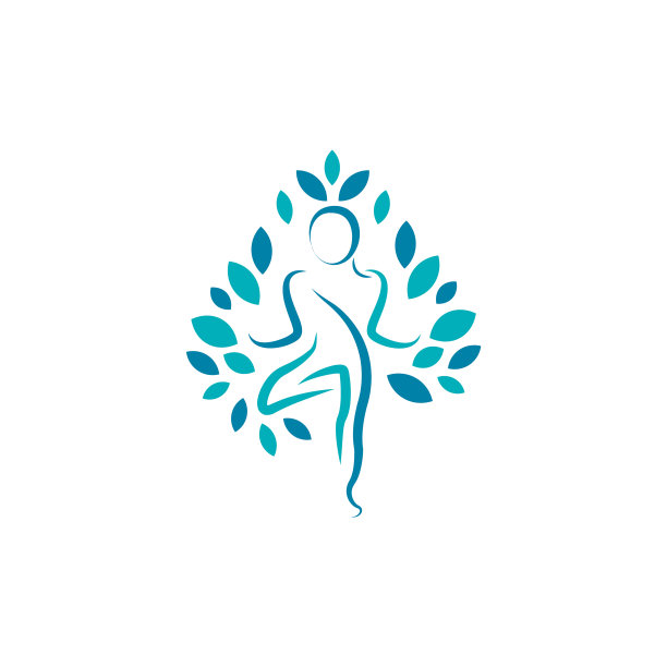 线条分明的女人轮廓用绿叶作衬托图片下载