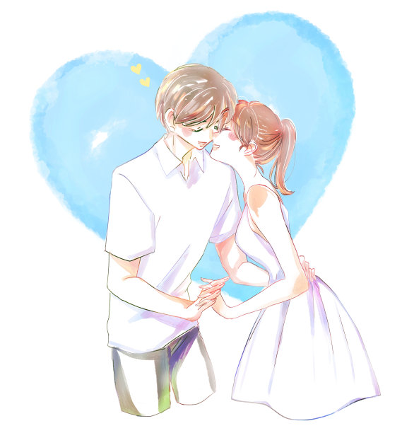 快乐的男女面对彼此图片下载