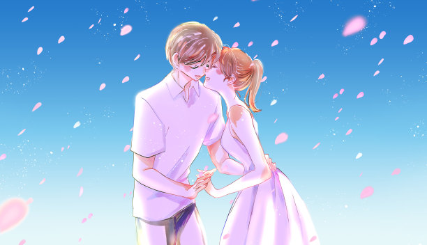 快乐的男女面对彼此图片下载