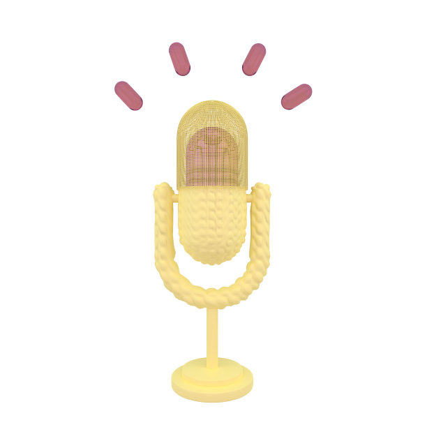 展台上的专业麦克风3d图标。广播和采访用音响设备。音乐录音室用卡拉ok扬声器。为演示仪器。3 d渲染。图片下载