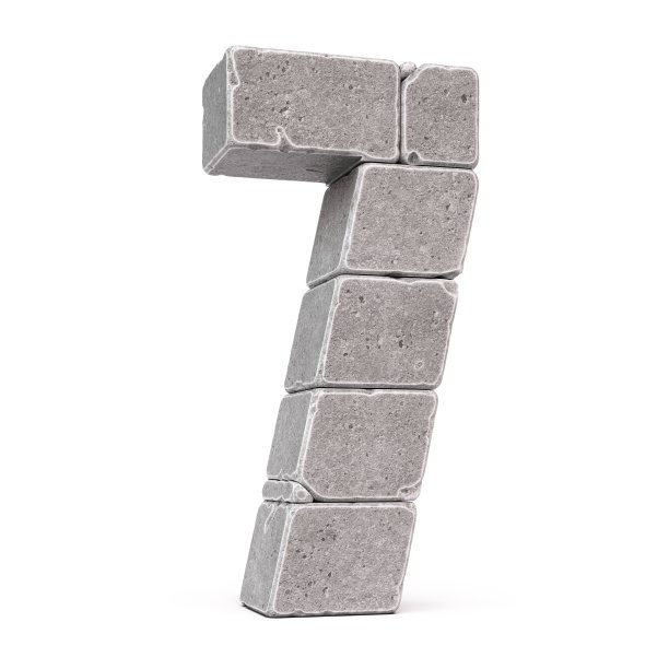 石头字体，用石块制作的字母三维渲染，数字7图片下载