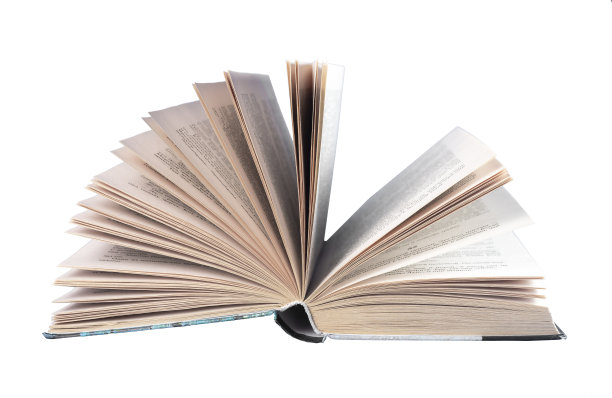 打开书本孤立在白色背景上。把页面。教育，阅读爱好，拓宽视野观念。图片下载