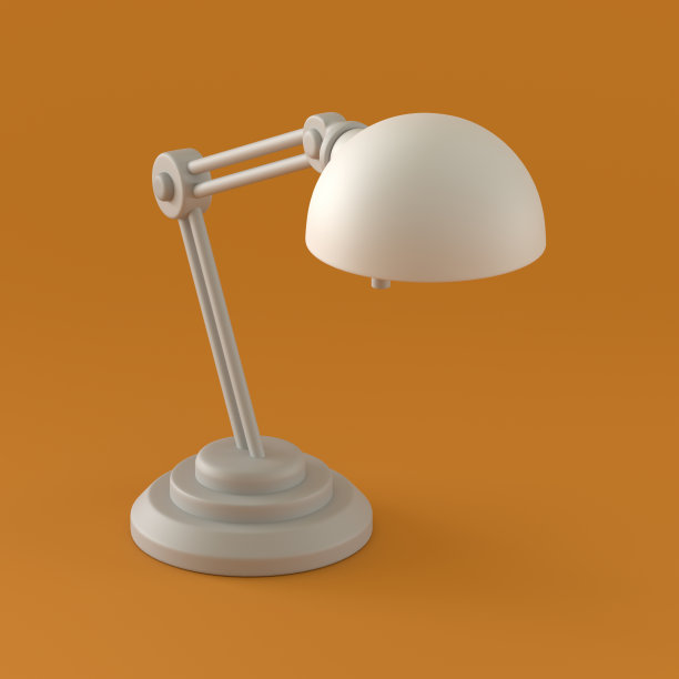 单色单色台灯在橙色背景，3d渲染图片下载