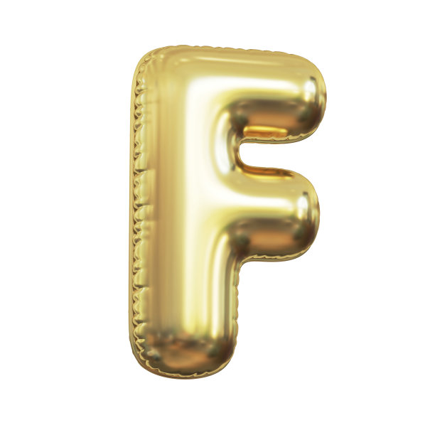 粉色金属气球字体3d渲染，字母F图片下载