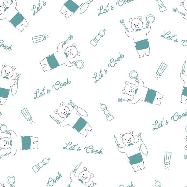承受围裙烹饪矢量图形卡通无缝模式图片下载