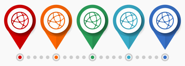 网页，互联网概念矢量图标集，平面设计地球仪指针，信息图形模板图片下载