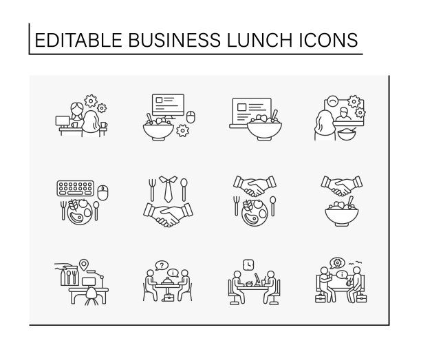 商务午餐线图标设置图片下载