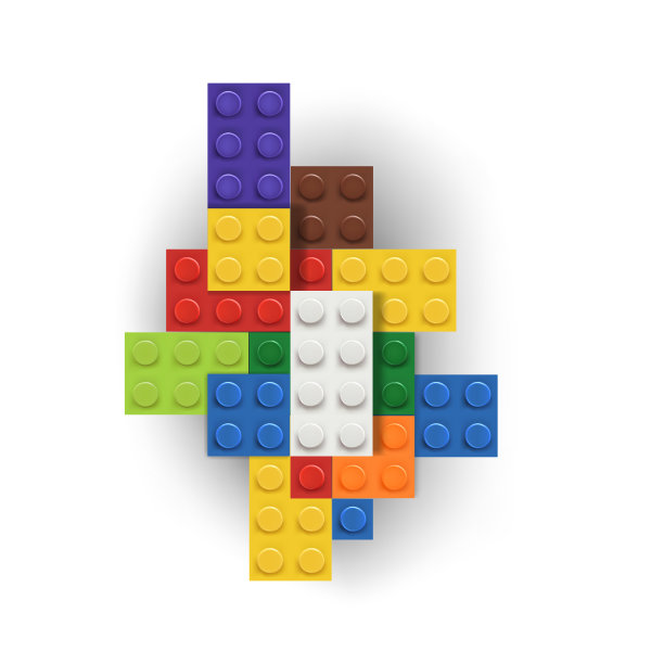 彩色塑料砖的矢量插图与组装结抽象建立孤立在白色上图片下载