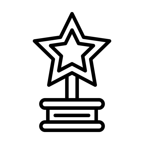 奖杯与明星图标从电影收藏。瘦线性奖杯与一个明星，奖杯，奖项轮廓图标孤立在白色背景。线矢量奖杯与一个星号，象征网络和移动。图片下载