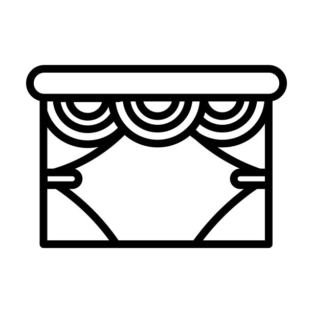 电影窗帘图标从电影院收集。薄线性电影院窗帘，剧院，窗帘轮廓图标孤立在白色背景。线向量电影院幕符号，网络和移动符号。图片下载