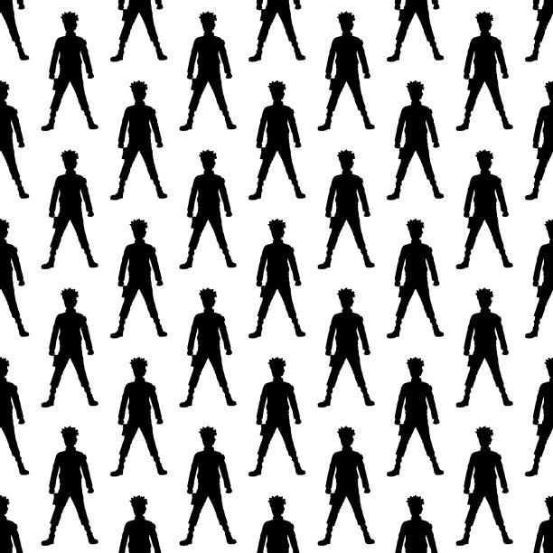 一个男人的影子无缝的图案在白色的背景上。图片下载