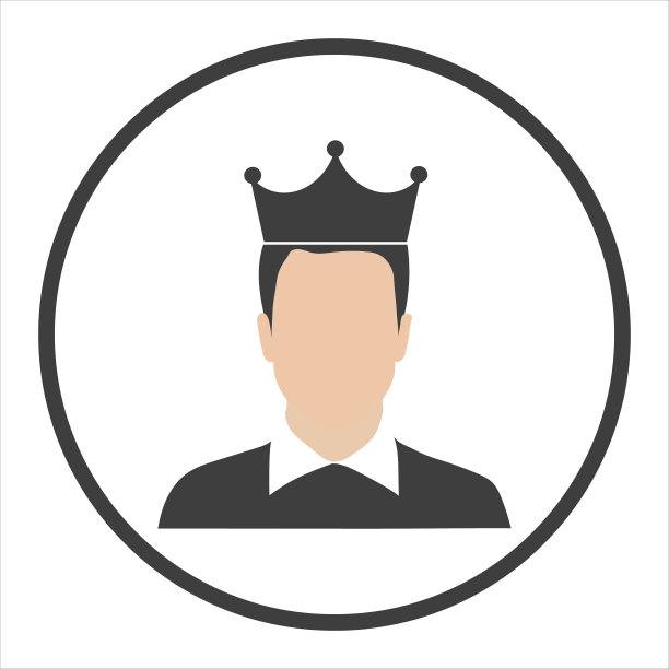 一个头上戴着王冠的男人。矢量线性图标孤立在白色背景图片下载