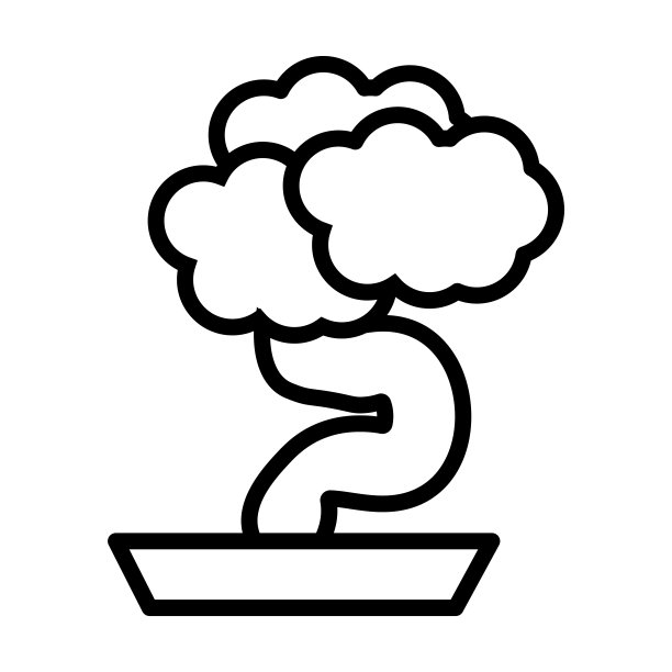 盆景图标来自生态收集。薄线性盆景，树，植物轮廓图标孤立在白色背景。线向量盆景符号，网络和移动符号。图片下载