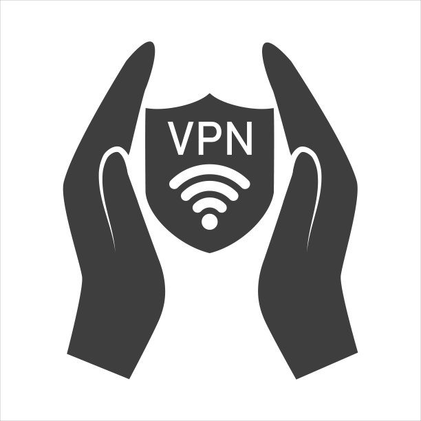 VPN -虚拟专用网络图标。简单的屏蔽带wi-fi标志。勾勒现代设计元素。简单的黑色平坦矢量符号与圆角。图片下载