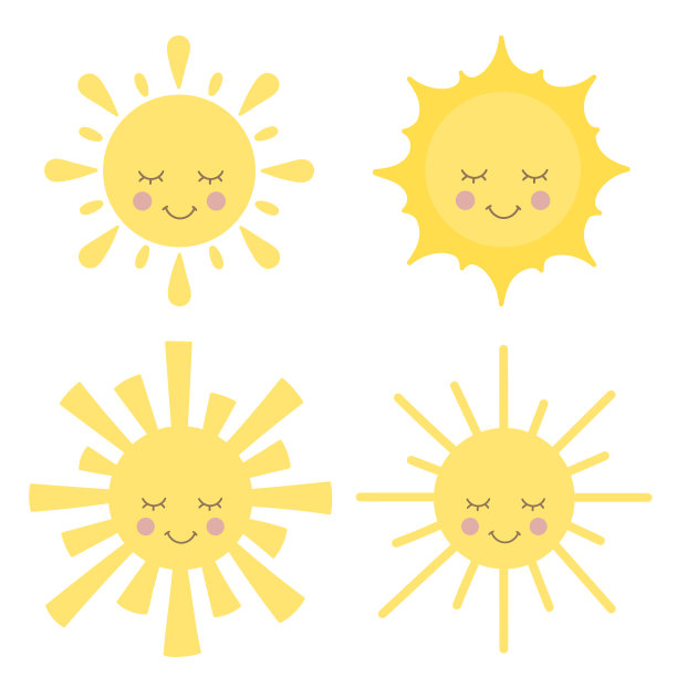 睡眠太阳平面图标设置孤立的矢量剪纸艺术。夜间空间图。阳光灿烂的日子图片下载