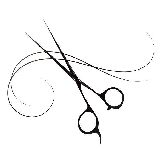 造型师剪刀和卷发剪影图片下载