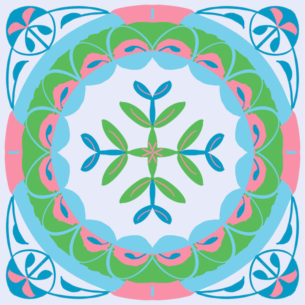 圆形几何手绘瓷砖设计在白色广场图片下载