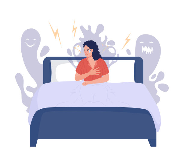 夜间恐慌发作半平面颜色矢量字符图片下载