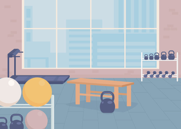 体育馆平面颜色矢量插图图片下载