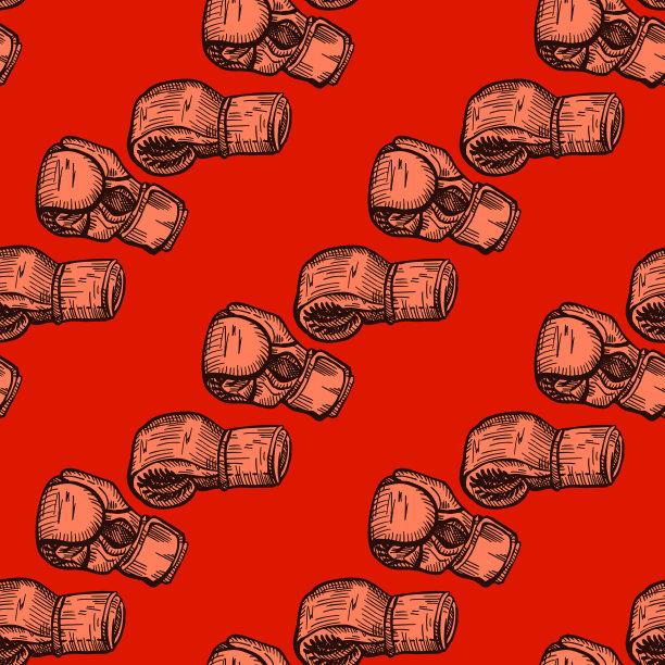 拳击手套无缝图案。复古运动库存背景。图片下载