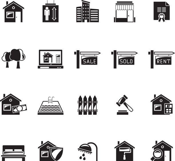 剪影房地产和建筑图标图片下载