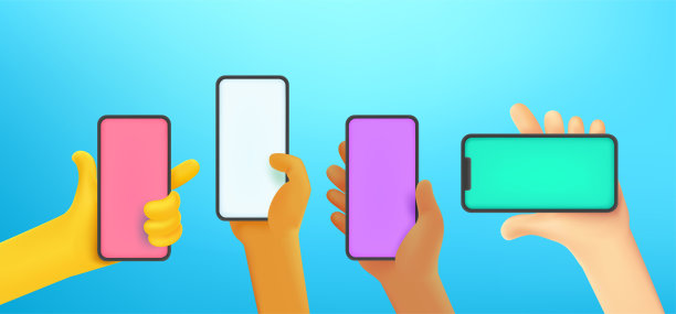 不同种族的人使用智能手机进行交流。漫画3d风格矢量插图图片下载