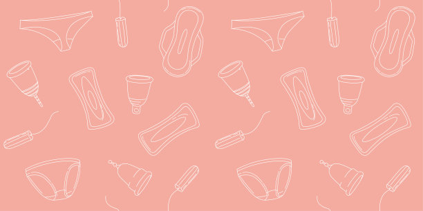 女性经期无缝图案内裤、卫生巾、卫生棉条、经期杯图片下载