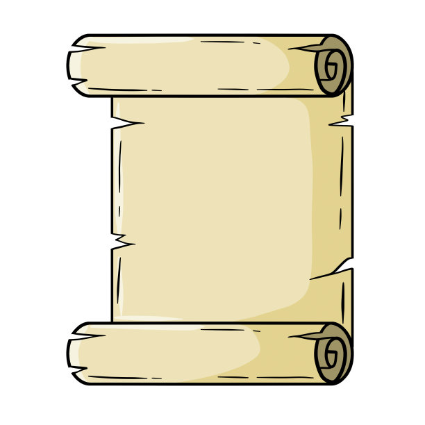 古老的卷轴。古董文本模板。中世纪的纸莎草纸。论文写作。大纲卡通插图图片下载