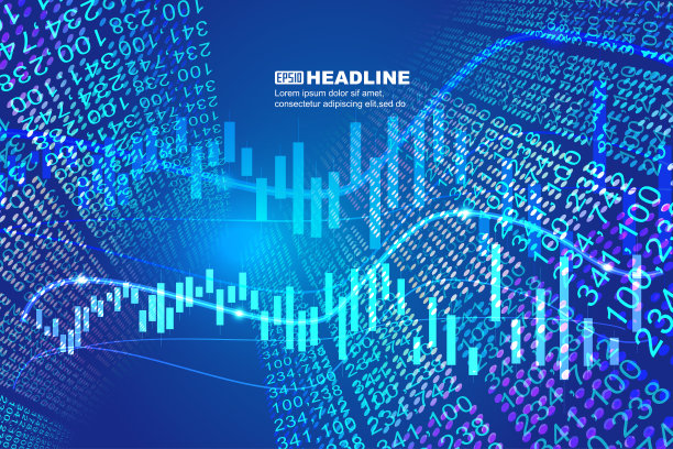 霓虹灯像素建筑矢量背景财务曲线数据图图片下载