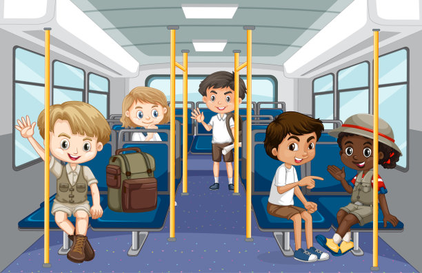 很多人乘坐公共交通工具的场景图片下载