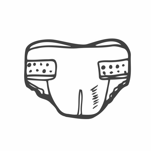 可爱的废物大便尿布在灯光背景。写意提纲蓝墨手绘图片logo草图艺术涂鸦复古风格钢笔在纸上。关闭前视图与文本空间图片下载