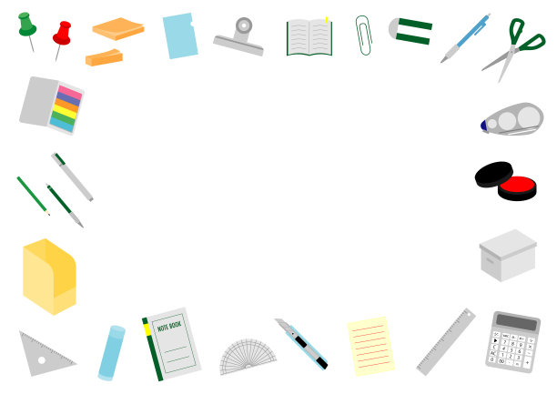简单和平坦的文具框架插图图片下载