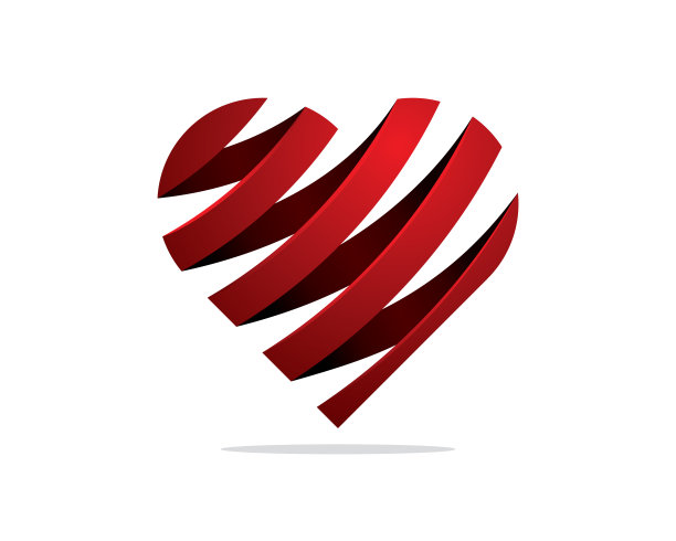 暗红丝带心脏的矢量插图图片下载