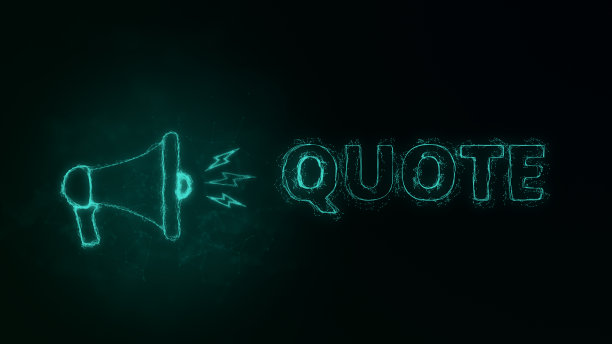 扩音器横幅与文本引用。丛状风格的绿色发光点和线。抽象的说明图片下载