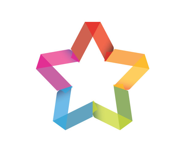 彩色的缎带带形成一个星星图片下载