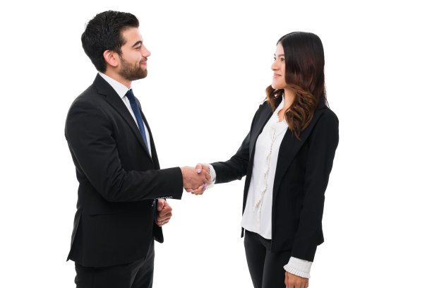 年轻的女人和男人一起做生意图片下载