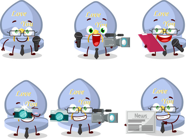 角色记者蓝色爱情戒指盒可爱的吉祥物图片下载