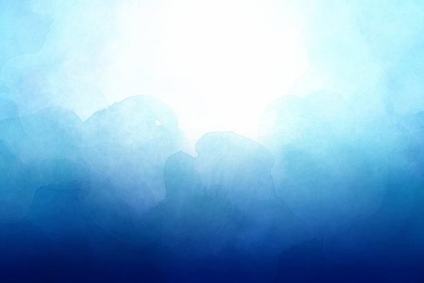 蓝色和白色水彩背景，画云或天空边界纹理，深蓝色和白色的空白空间图片下载