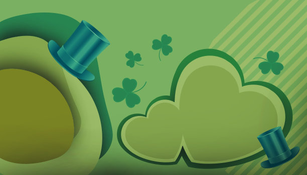 抽象的背景。绿色和绿色帽子的圣帕特里克节快乐。折纸剪纸概念，设计横幅，横幅，网站，复制空间，海报，卡片3d渲染图片下载