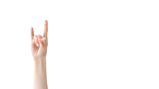 朋克手势摇滚乐迷手势喇叭标志白色图片下载