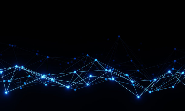 3 d渲染插图。几何发光线连接，霓虹灯对黑暗的背景。激光线发光。霓虹背景的商业和科学的概念图片下载