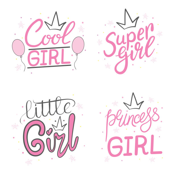 一套超级女孩打印。为卡片，海报，t恤打印的手写印刷术字母图片下载