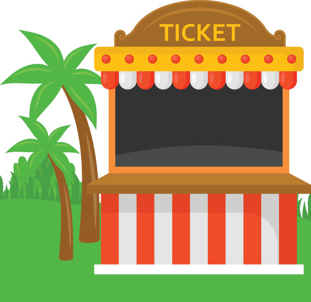 票亭概念，carny或carnie矢量颜色图标设计，水世界符号，娱乐游戏地面标志，娱乐或主题公园股票插图图片下载