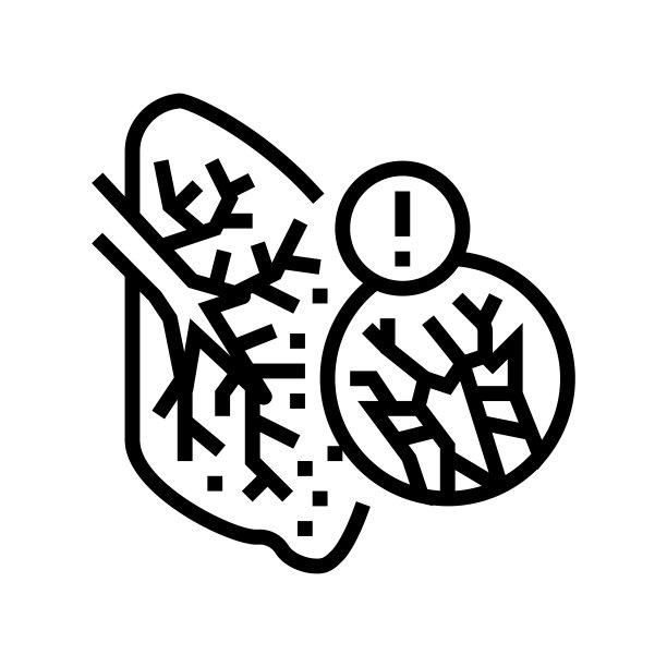 含石棉肺部线条图标矢量图图片下载