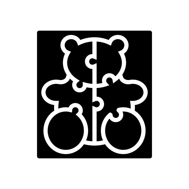 拼图幼儿字形图标矢量插图图片下载