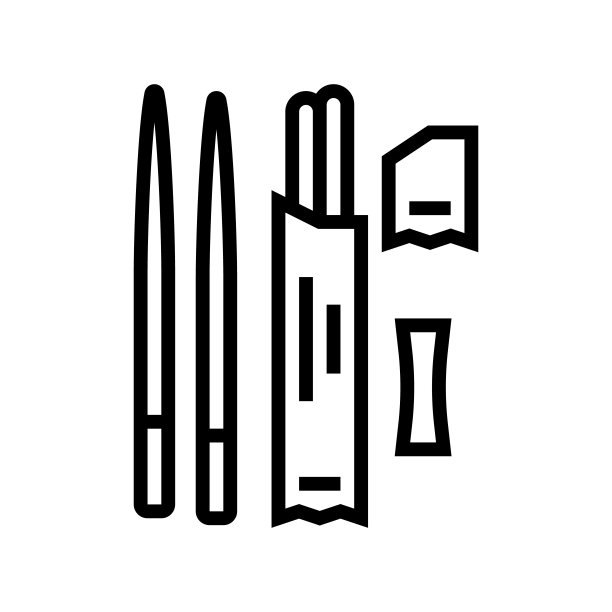 筷子餐具吃亚洲食品线图标矢量插图图片下载